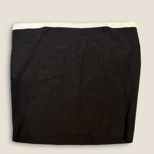 Sisterhood | Strapless Black Top with White Trim | Size Medium | Pre-loved